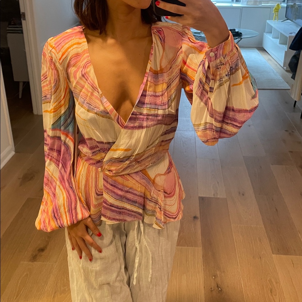 Rococo Sand Multicolor Swirl Top